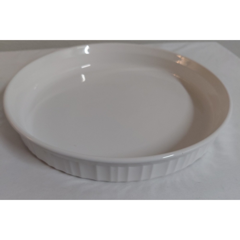 Vintage CorningWare French White 10" Quiche Pie Baking Dishes F-3-B Pair USA - Picture 4 of 8
